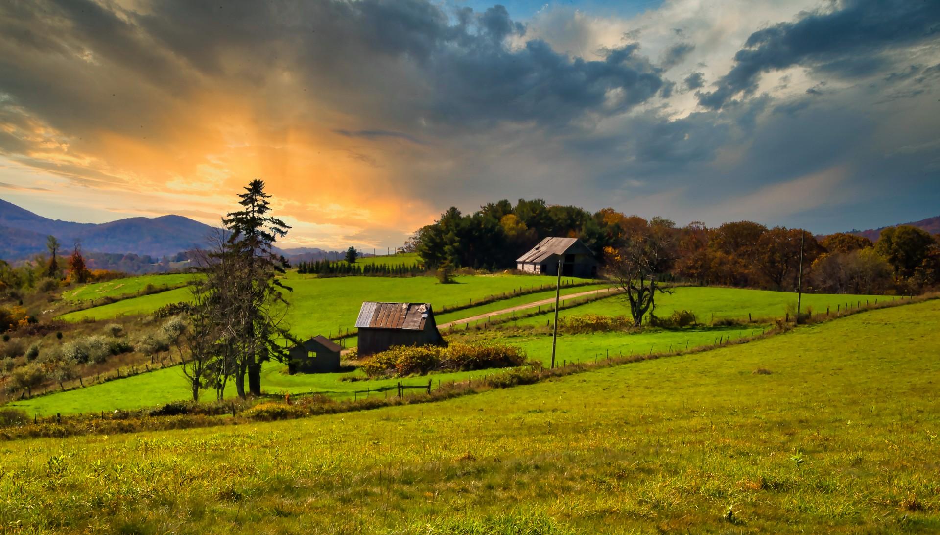 Countryside in Blue Ridge at dawn