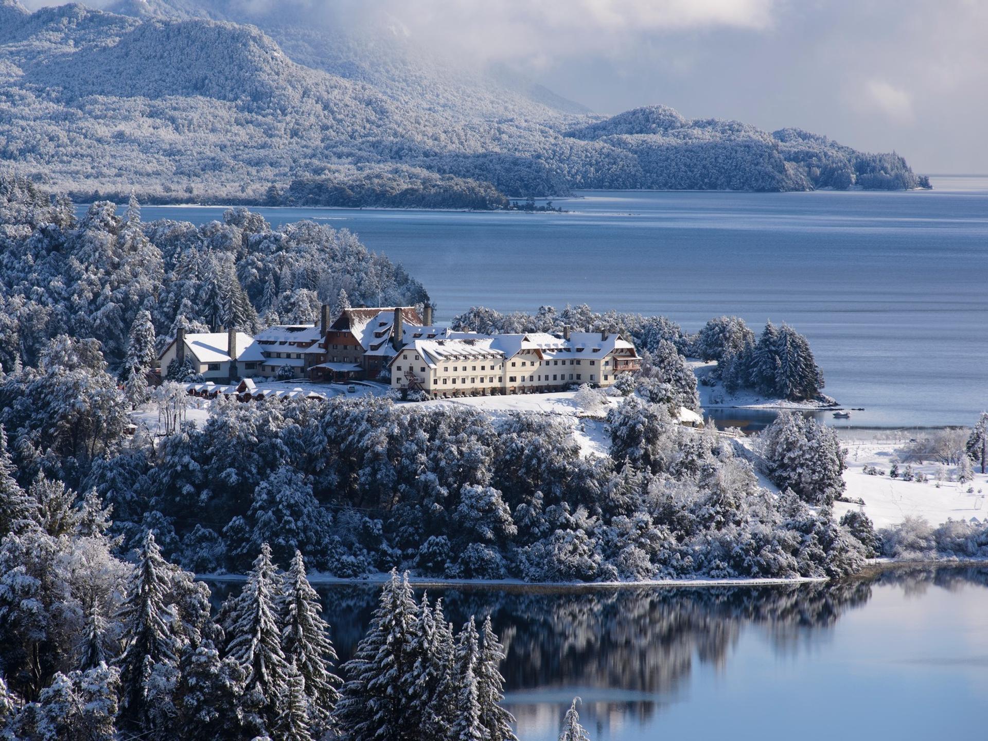 Aerial view of mountain range in San Carlos de Bariloche