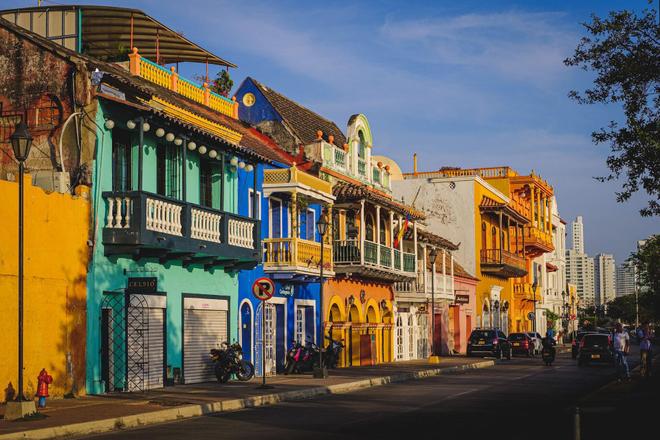 Colorful houses of the city of Cartagena de Indias, Colombia