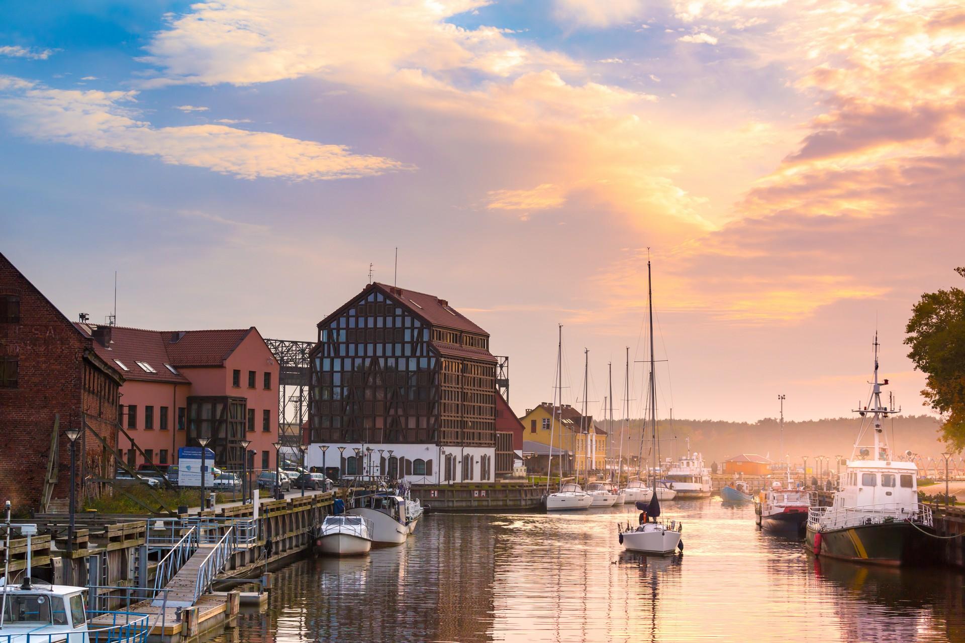 Port in Klaipeda in partly cloudy weather