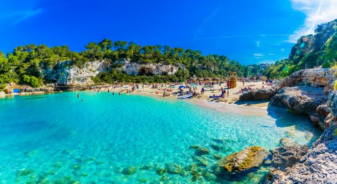 Beautiful beach on the balearic islands with clear water.