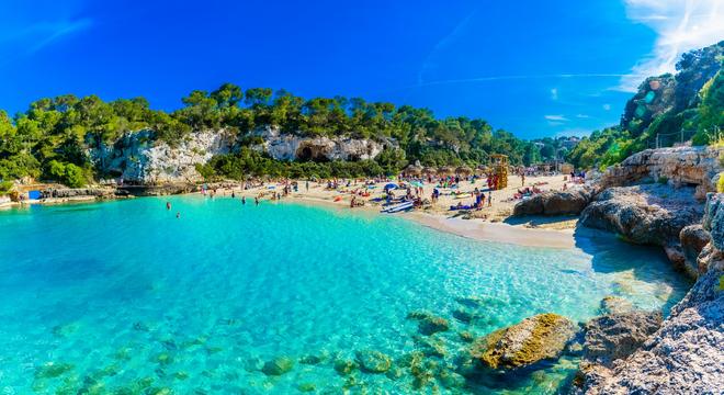 Beautiful beach on the balearic islands with clear water.