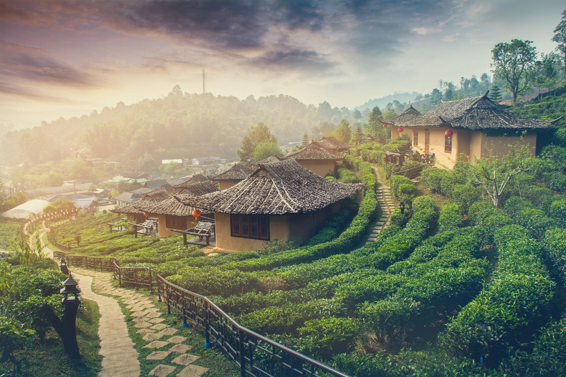 Countryside in Pai at sunset time