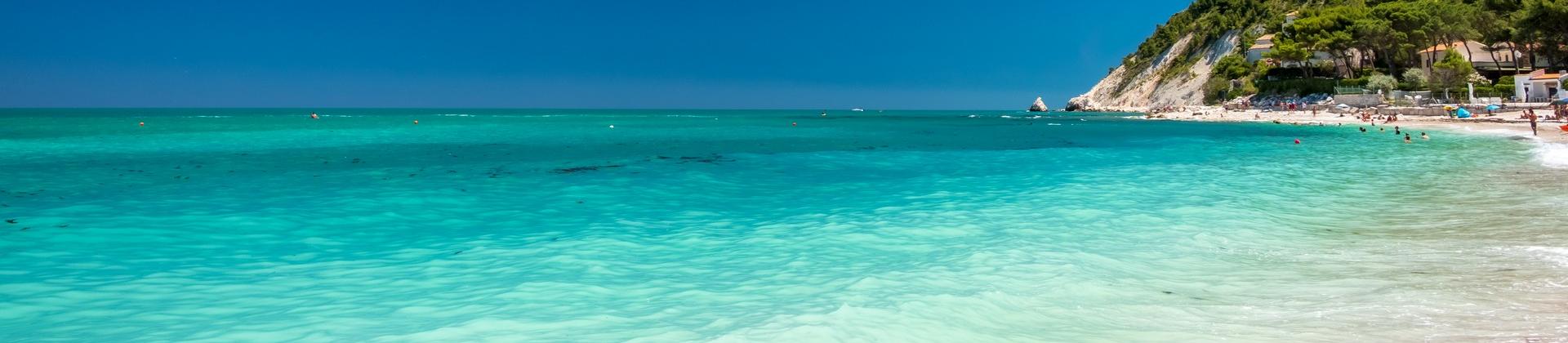 Beach with turquise sea in Numana on a sunny day