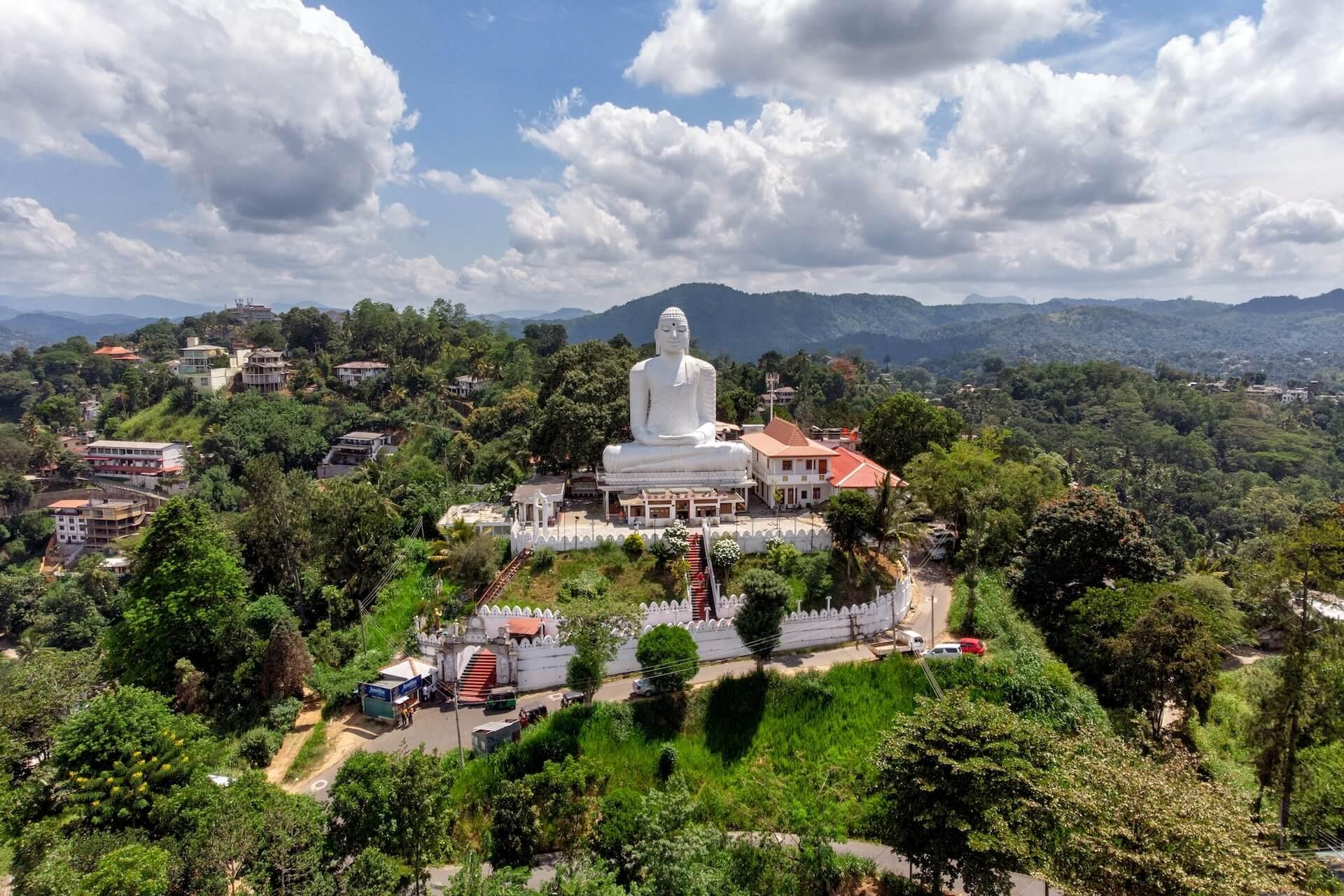 View of Bahiravokanda Vihara Buddha Statue surrounded by nature