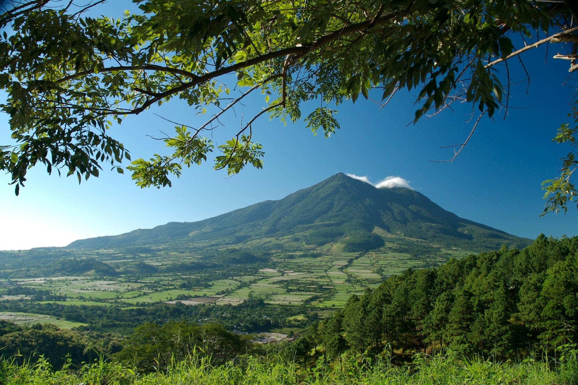 Mountain range near San Salvador with nice weather and blue sky