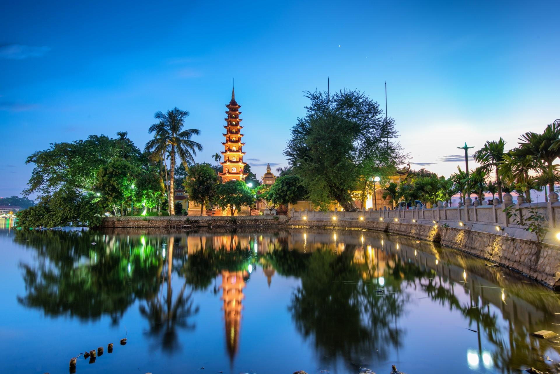 Architecture in Hanoi in partly cloudy weather