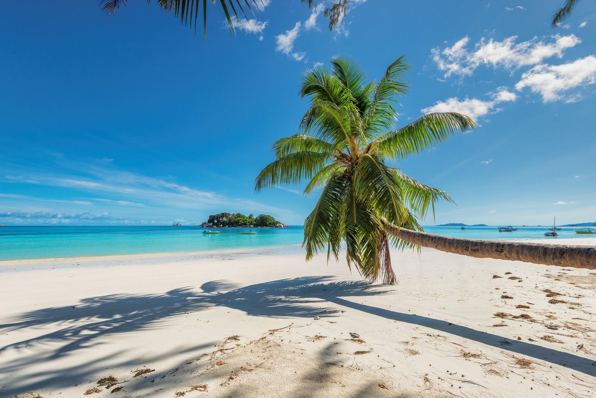 Praslin Island in sunny weather with few clouds