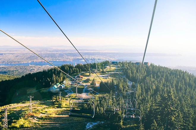 View of the Grouse Mountain from cable car in Vancouver