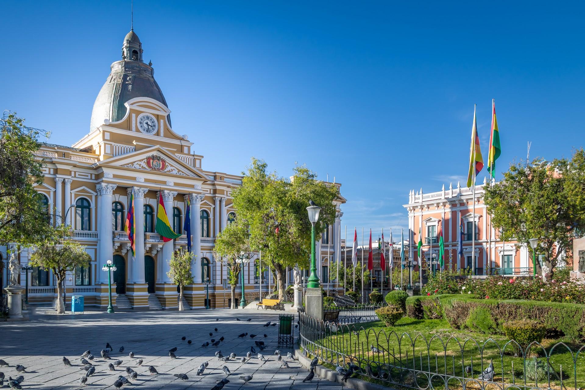 Architecture in La Paz with nice weather and blue sky