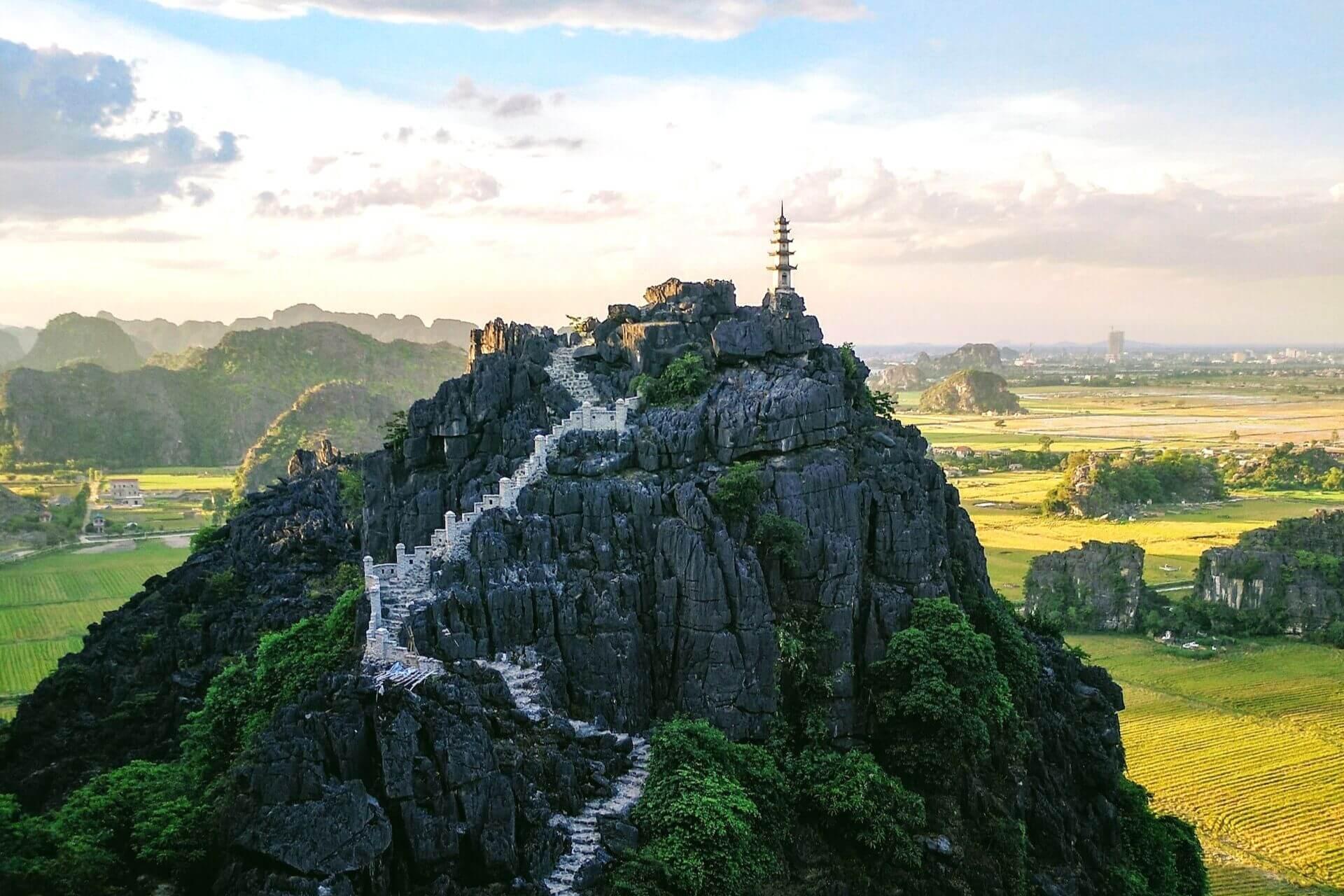 A temple on top of a mountain in Vietnam