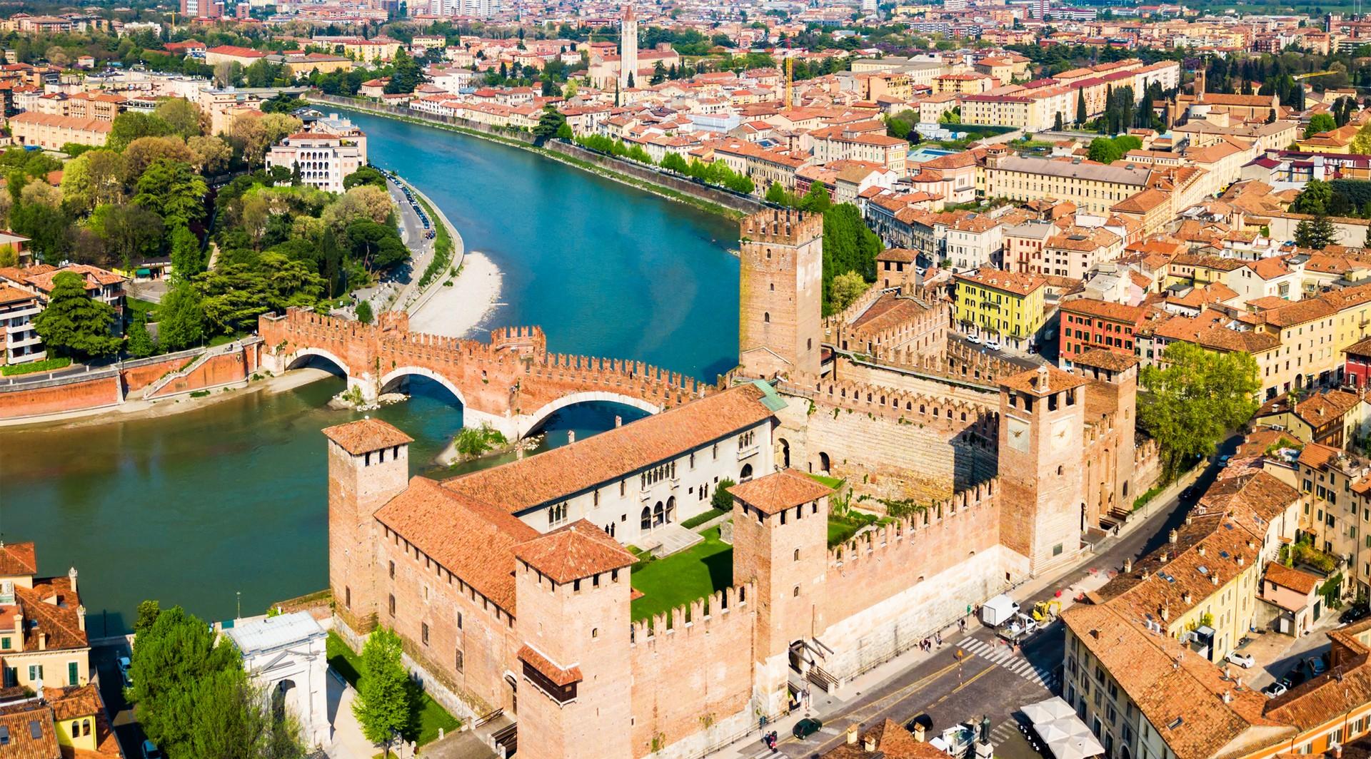 Aerial view of architecture in Verona