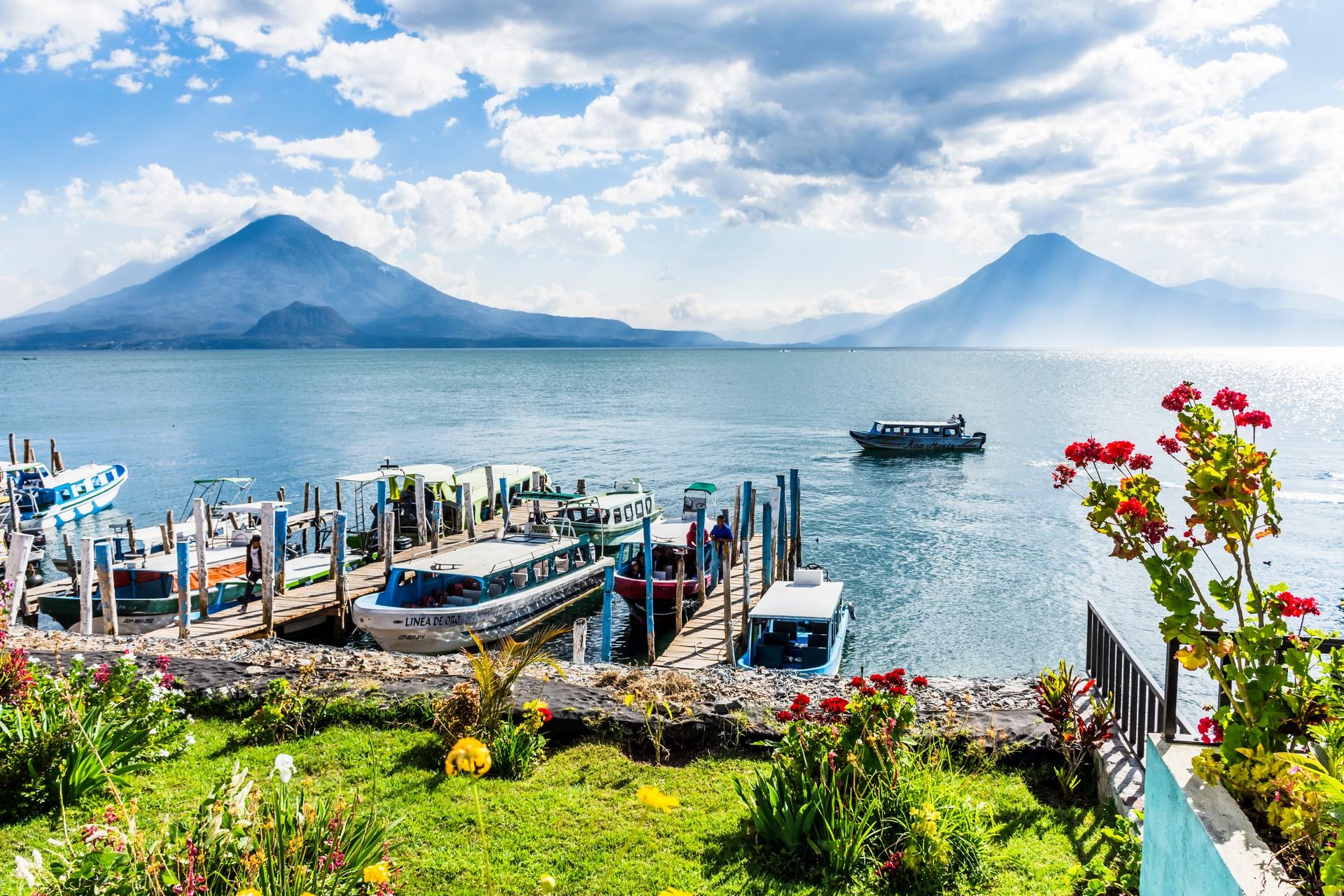 Port in Panajachel on a cloudy day