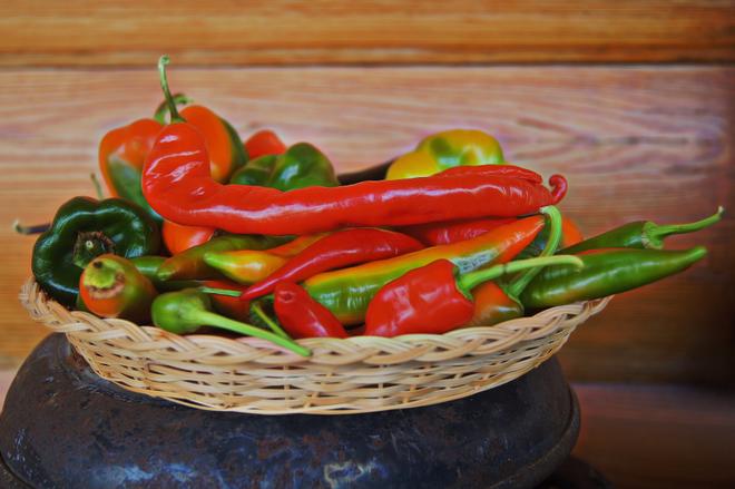 Mexico: chilli peppers in a basket.