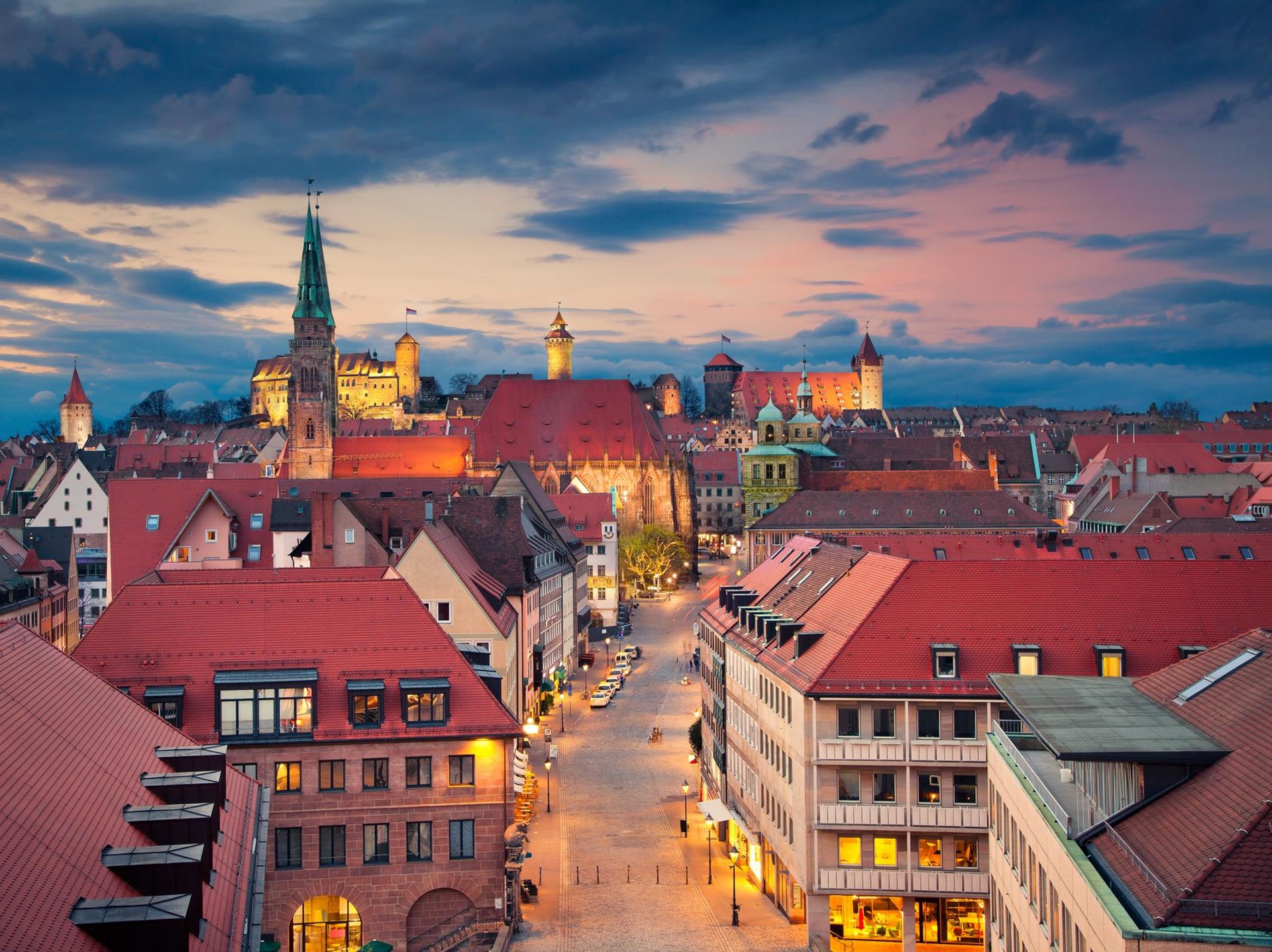 Architecture in Nürnberg at sunset time