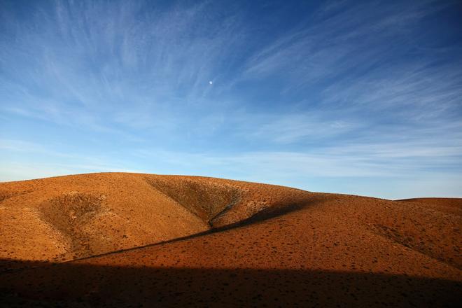 View of sandy Dunes and beautiful sky in Fuerteventura, Canary Islands