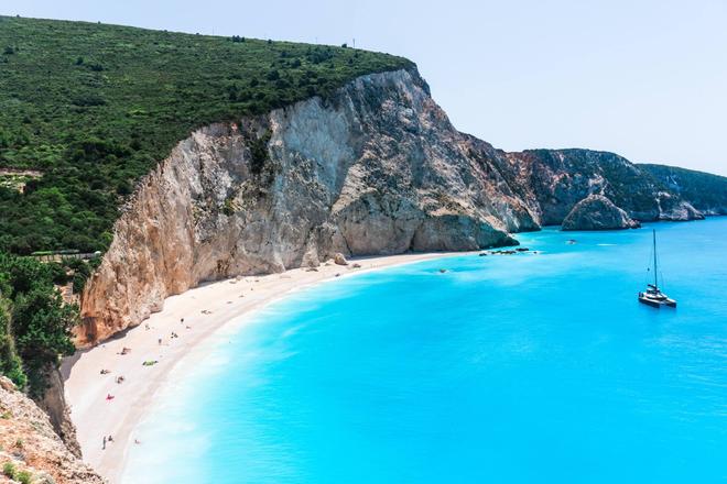 The natural beauty and a beach on the island of Lefkada, Greece