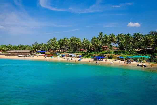 View of a beautiful beach and sea in Goa, India