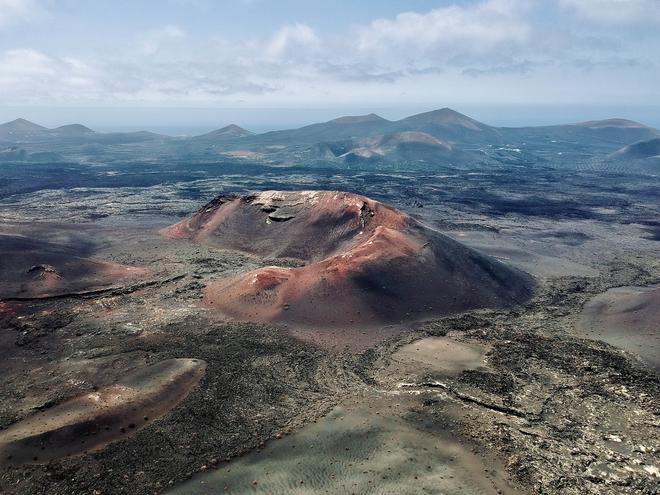 Timanfaya NP, volcanic landscape from above.