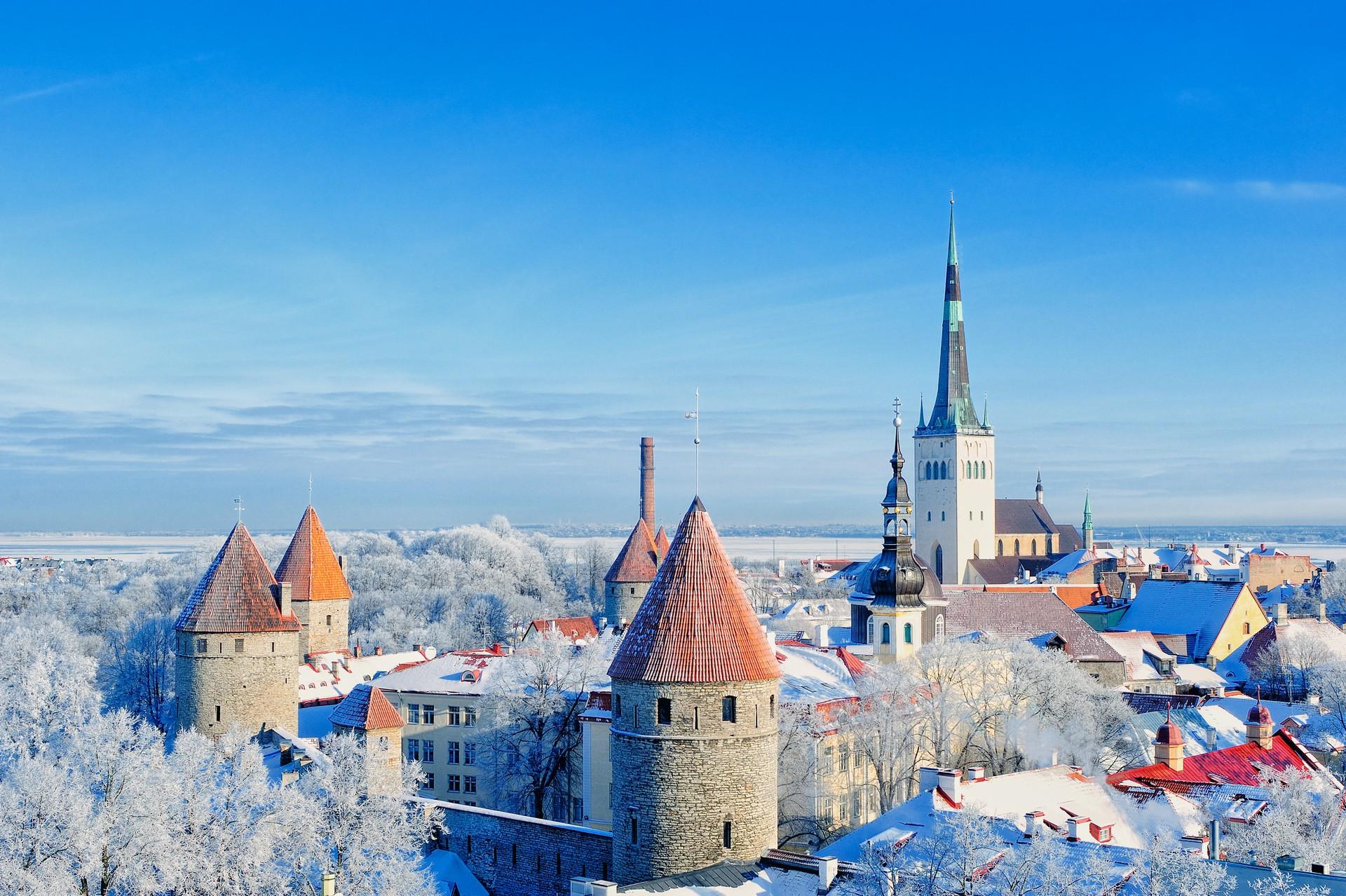 Architecture in Tallinn in partly cloudy weather