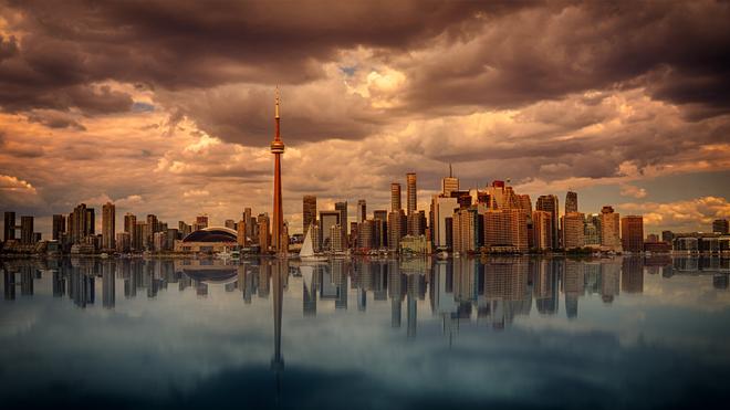 Toronto skyline in cloudy weather