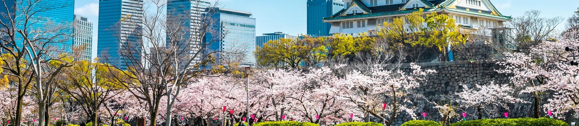 Architecture in Osaka on a sunny day with some clouds