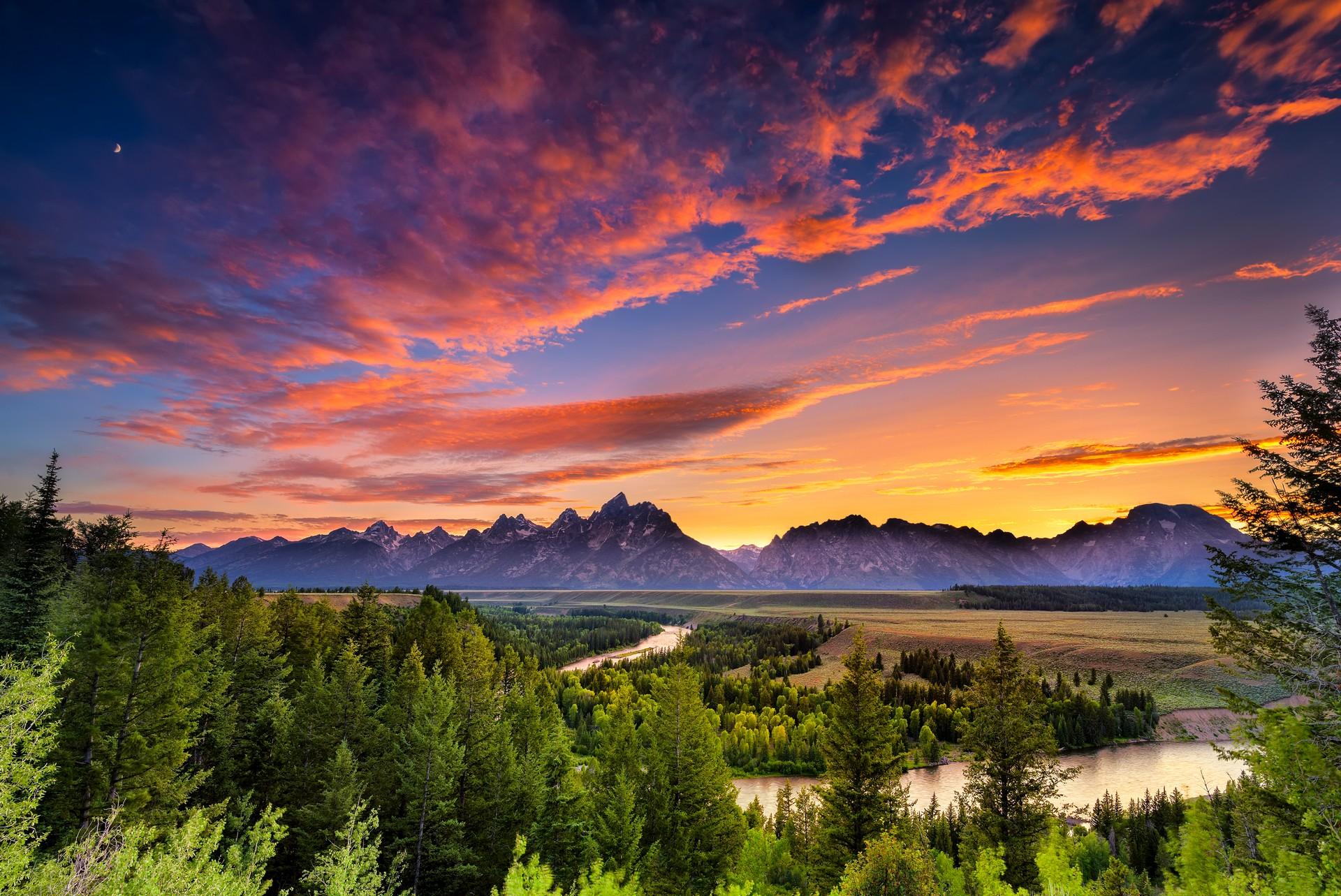 Countryside in Grand Teton National Park at dawn