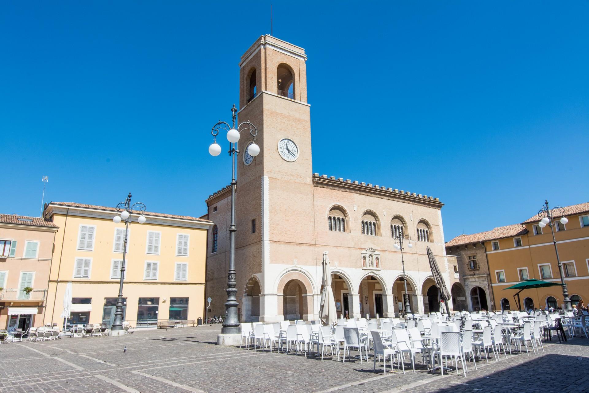 Architecture in Fano on a clear sky day