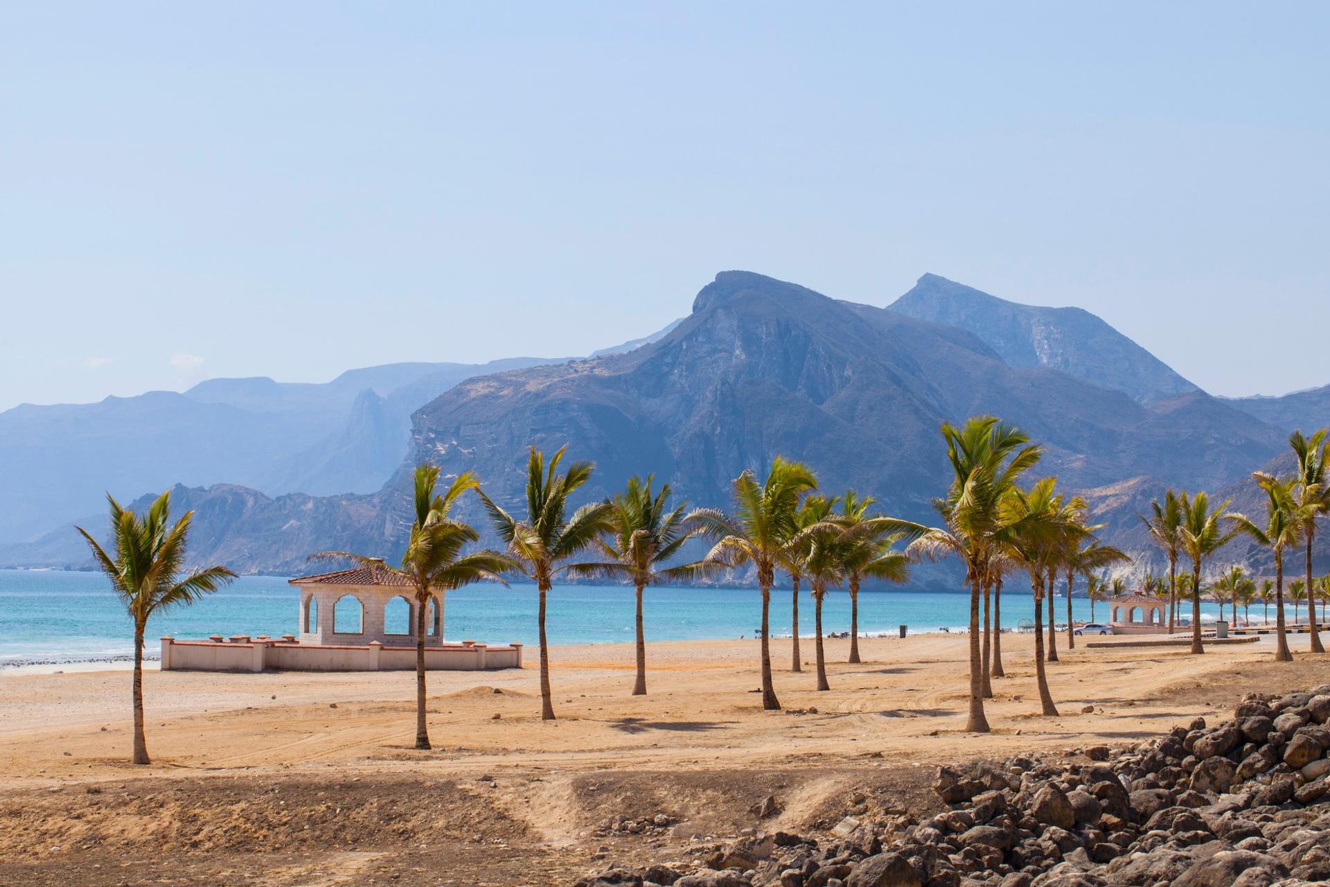 Nice beach by the sea in Salalah on a clear sky day