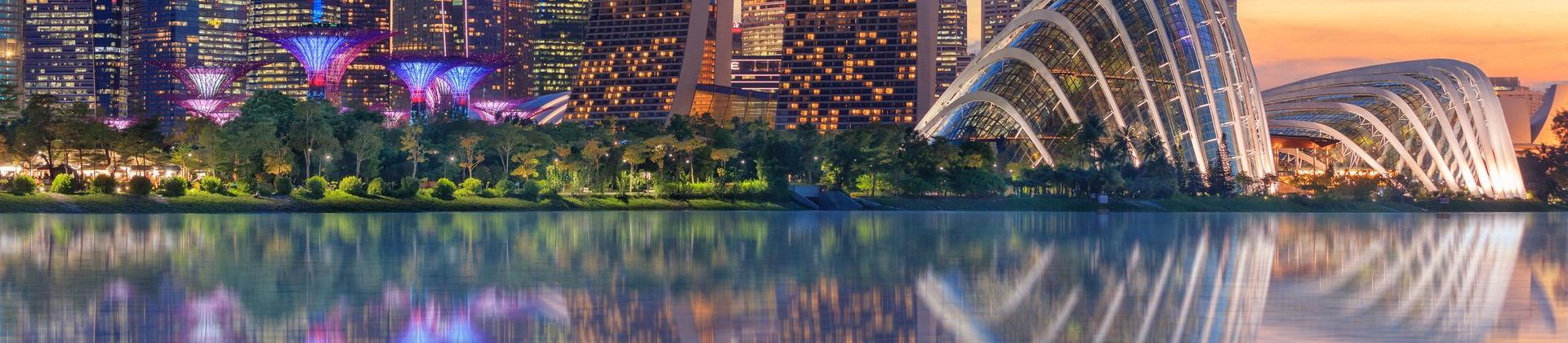Architecture in Singapore in partly cloudy weather