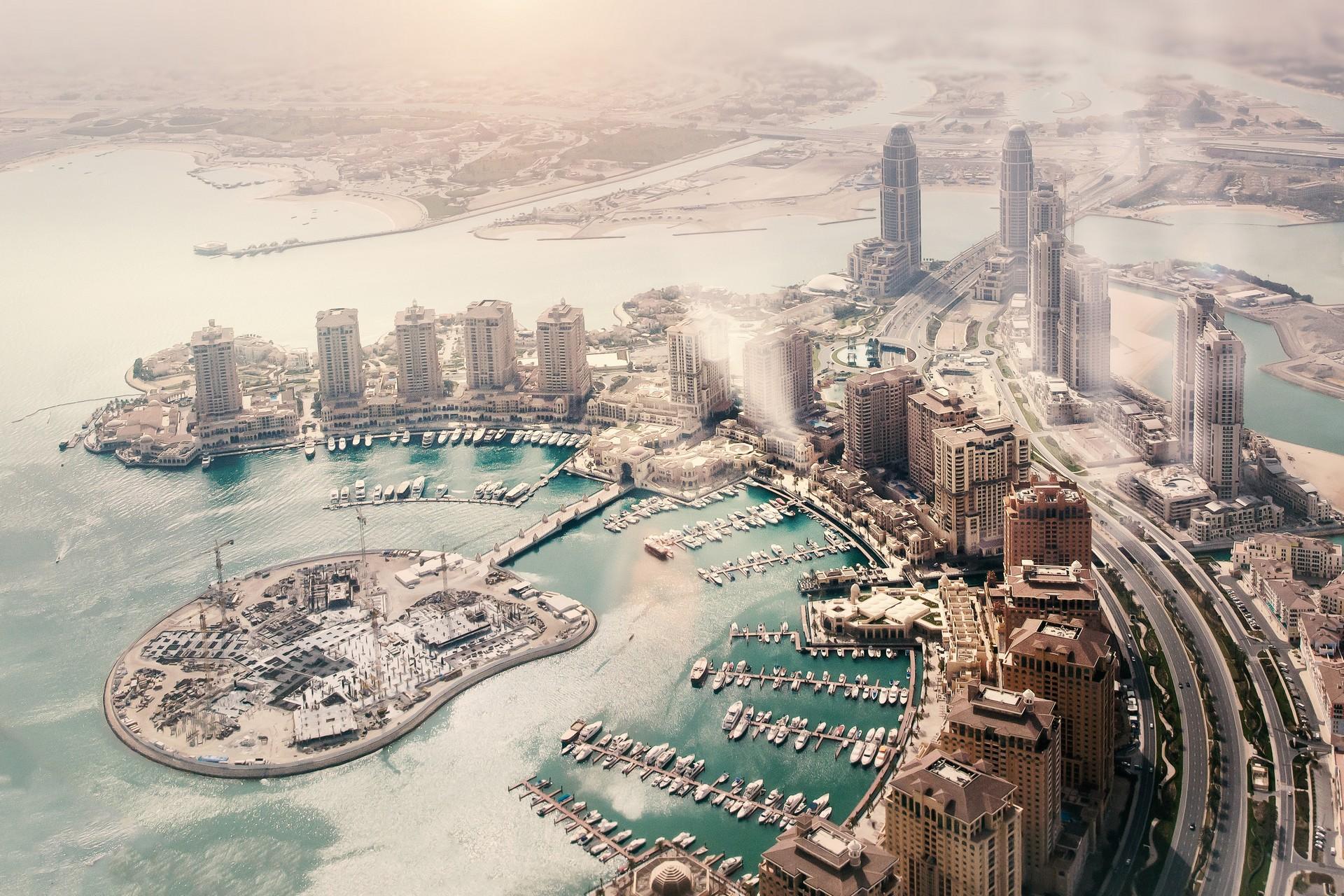 Aerial view of architecture in Doha