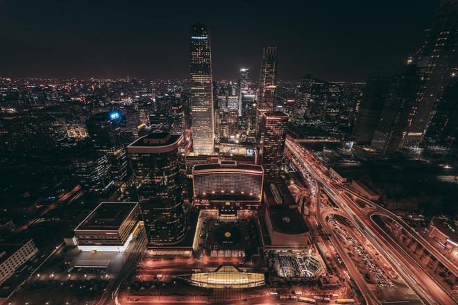 Aerial view of Beijing at night