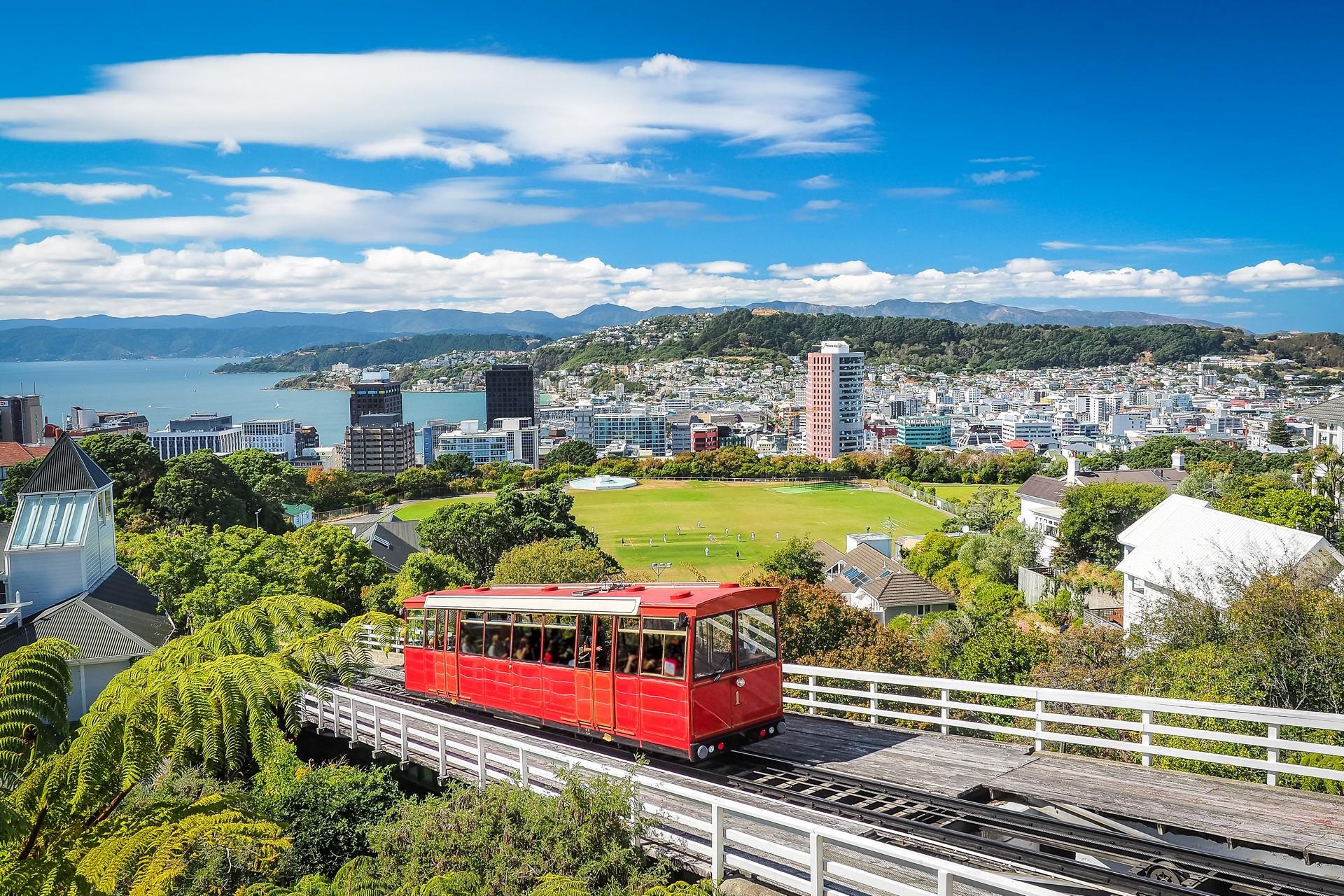 Wellington in sunny weather with few clouds