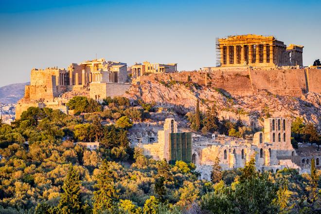 Sacred Athenian hill Acropolis with the temple of the goddess Athena – the Parthenon.