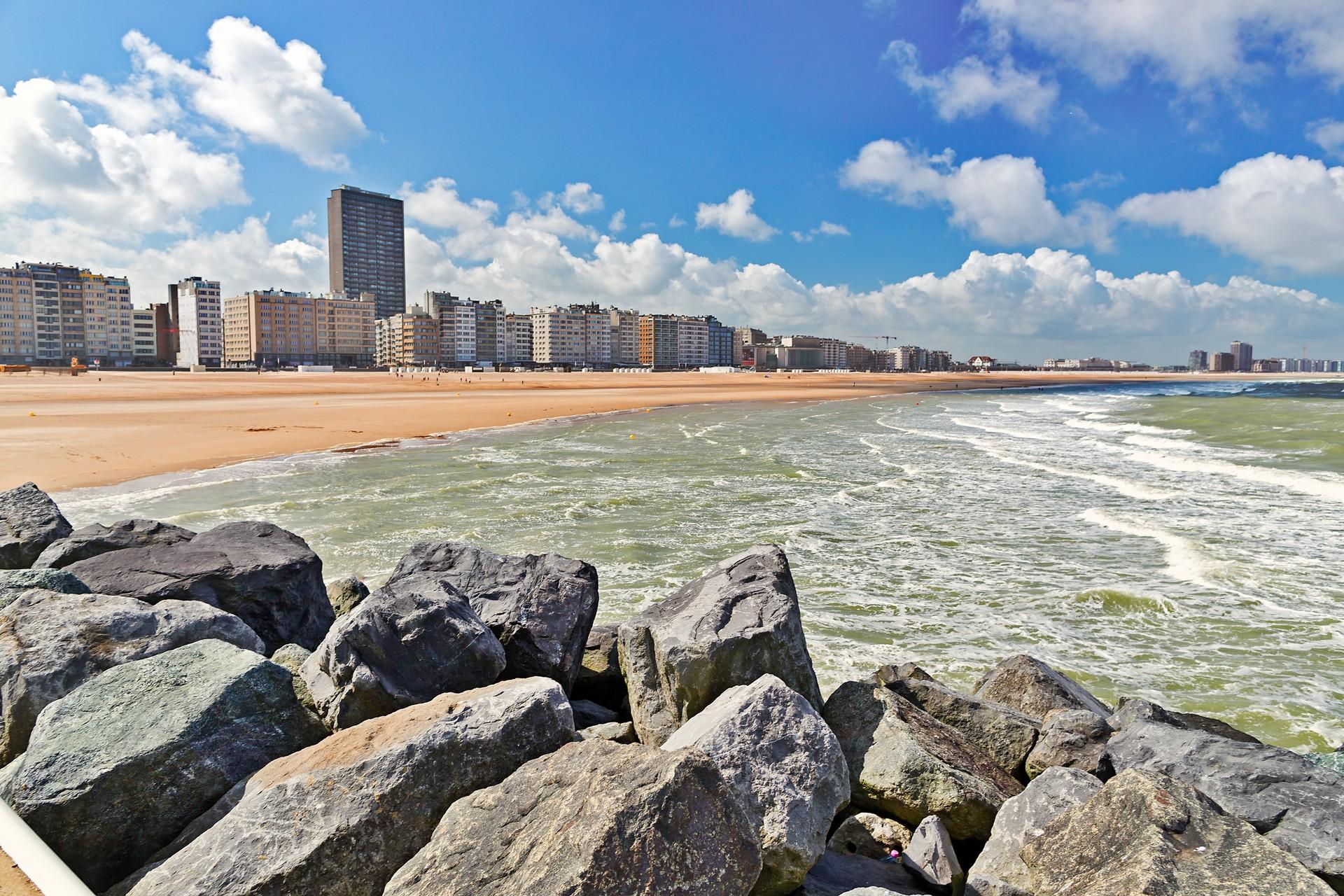 Ostend in sunny weather with few clouds