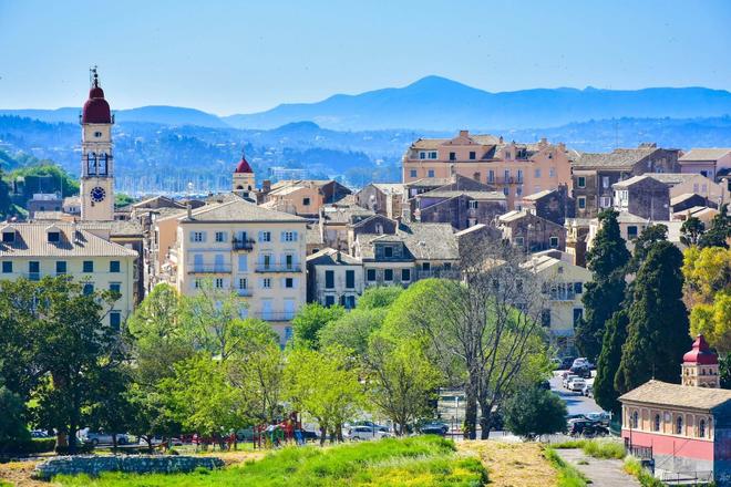 A city on the island of Corfu, Greece