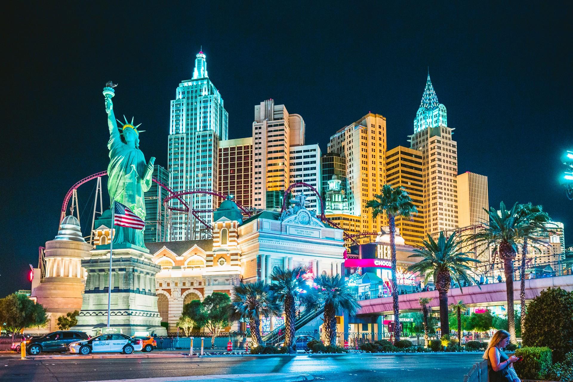 City square in Las Vegas in the night