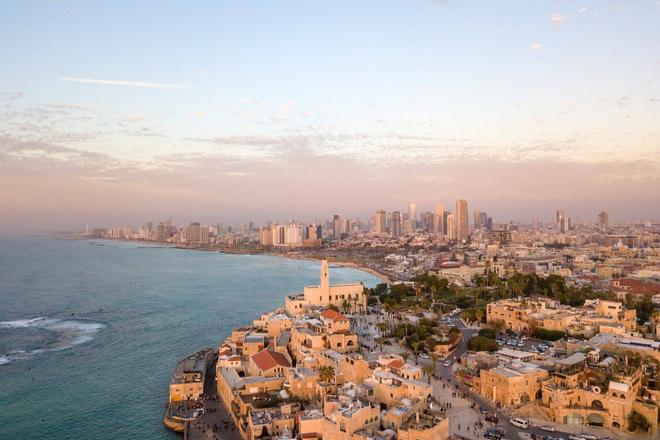 An aerial view of the Tel Aviv town in Israel