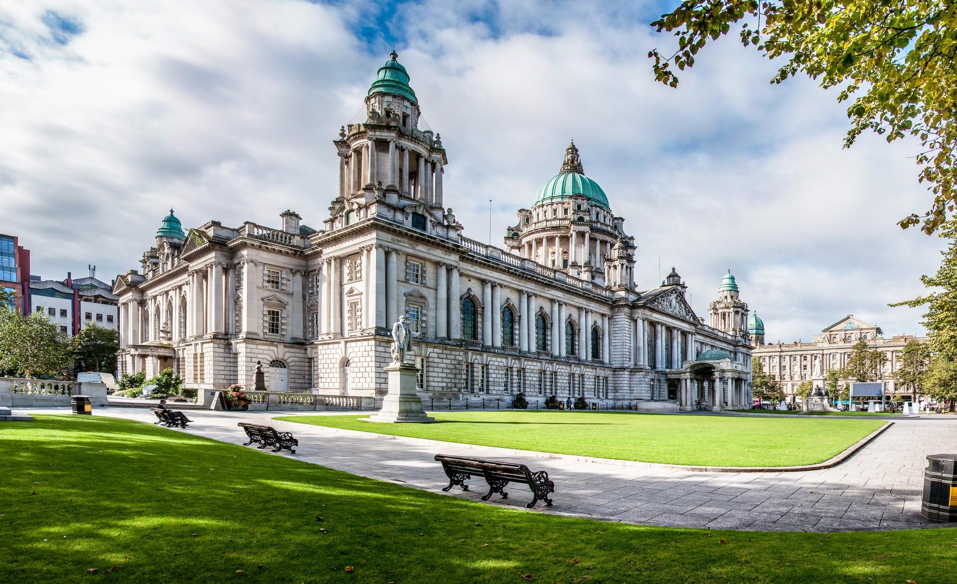 Architecture in Belfast on a day with cloudy weather