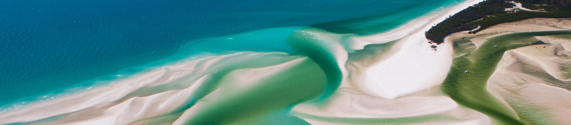 Aerial view of beach near Airlie Beach