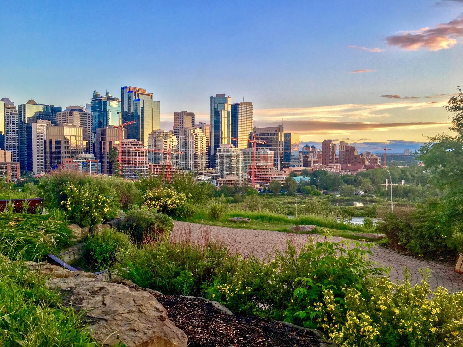 Architecture in Calgary in sunny weather with few clouds