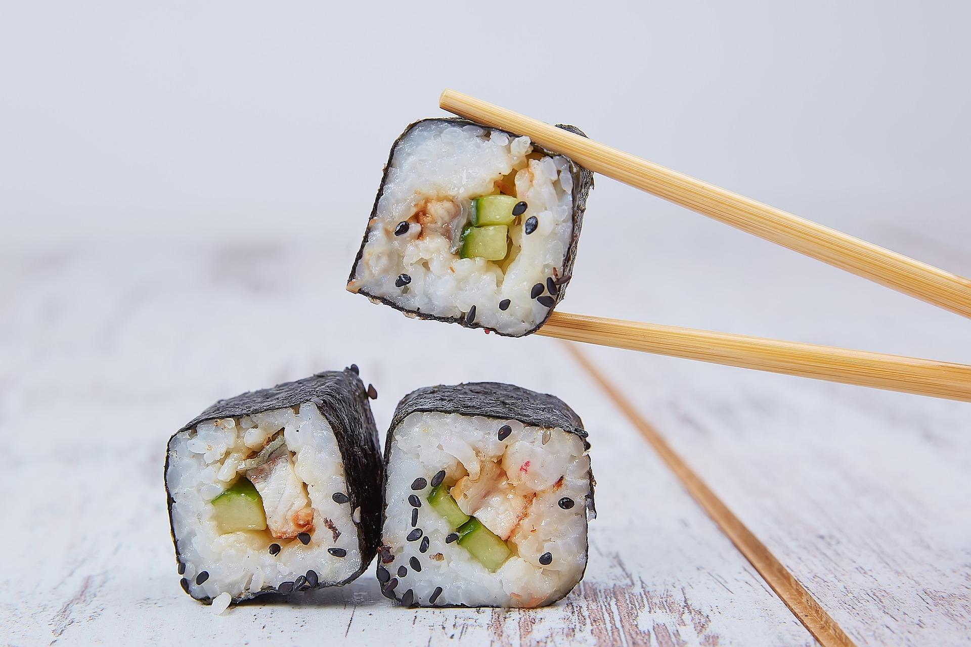 Japan: three pieces of Japanese sushi