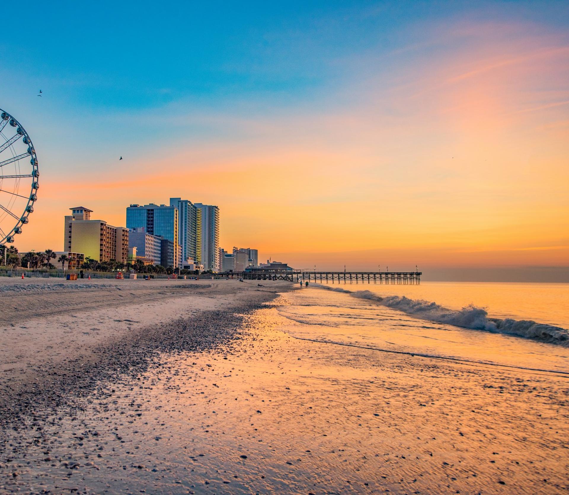 Port in Myrtle Beach at sunset time