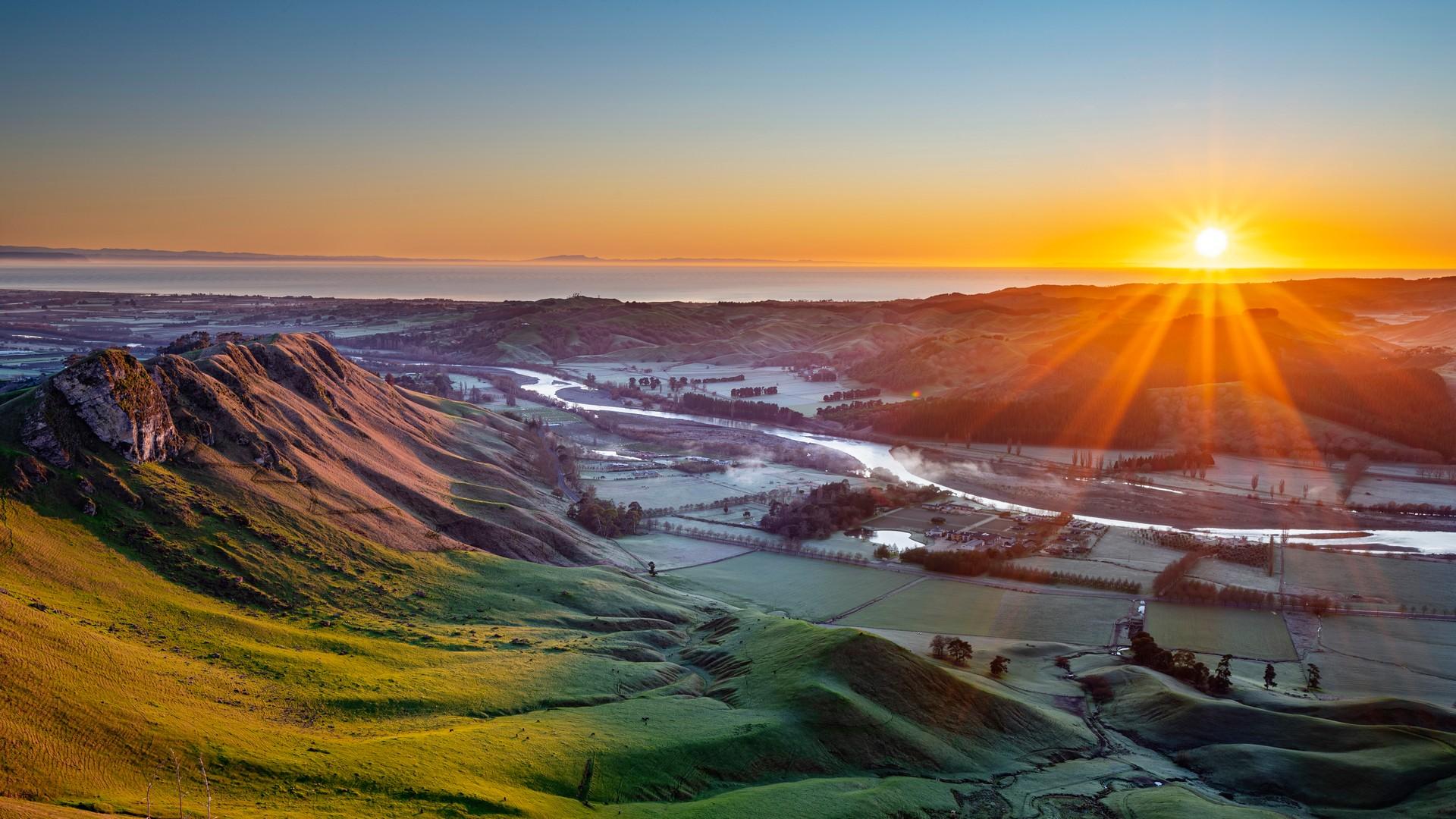 Countryside in Napier at sunset time