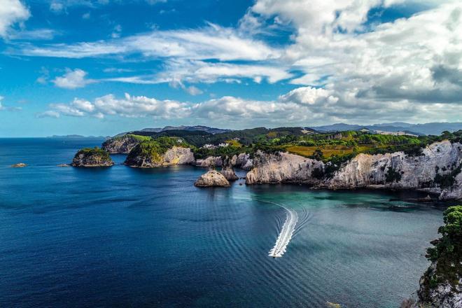 View of Coromandel Peninsula and the sea in New Zealand