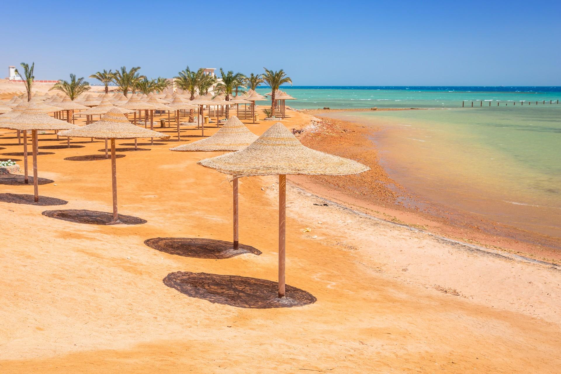 Beach in Hurghada with nice weather and blue sky