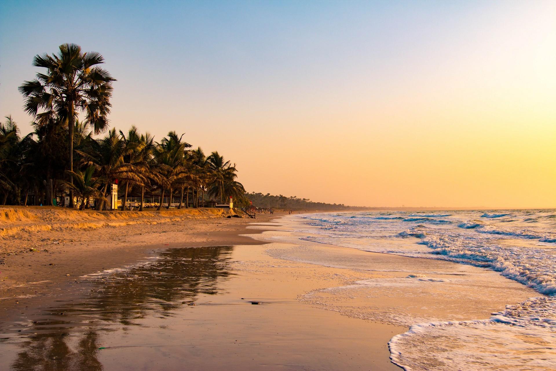 Beach in Serekunda at sunset time