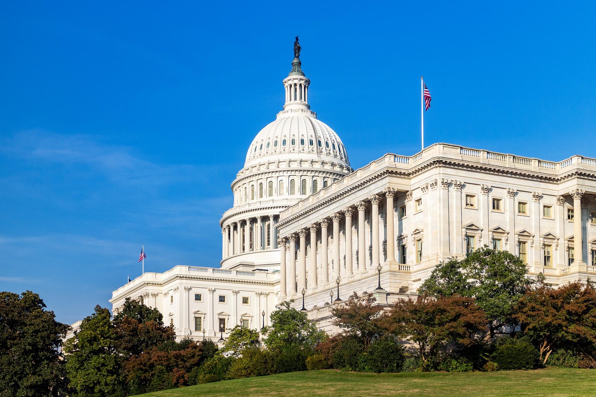 Architecture in Washington, D.C. in sunny weather with few clouds