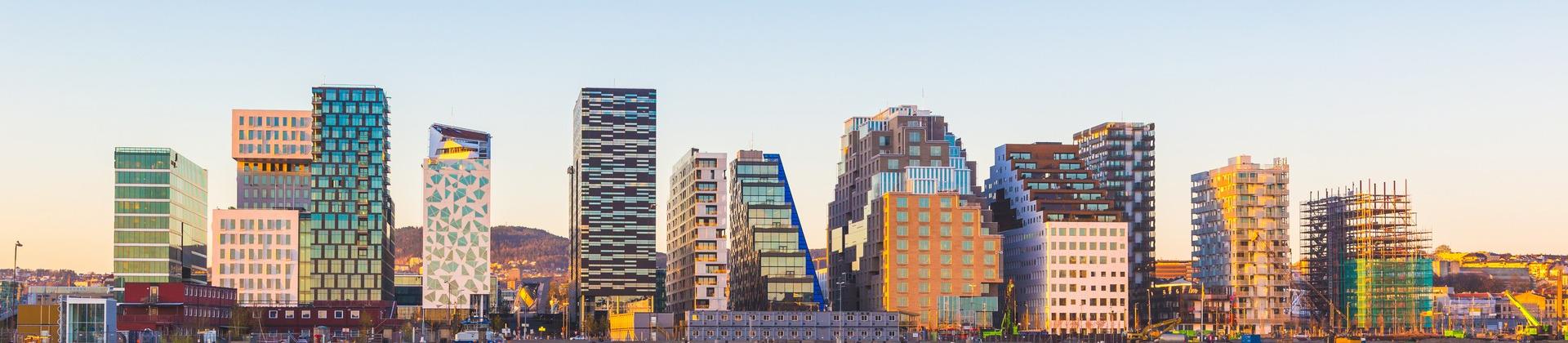 Architecture in Oslo on a clear sky day