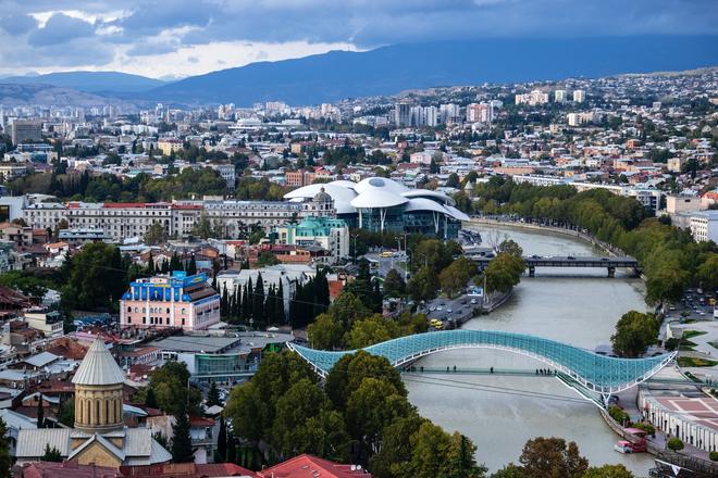 Tbilisi, Georgia: bridges over the Kura River.